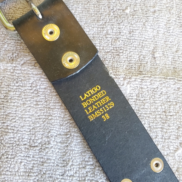 Bonded Leather Belt with Cross and Round Studs - Picture 2 of 8